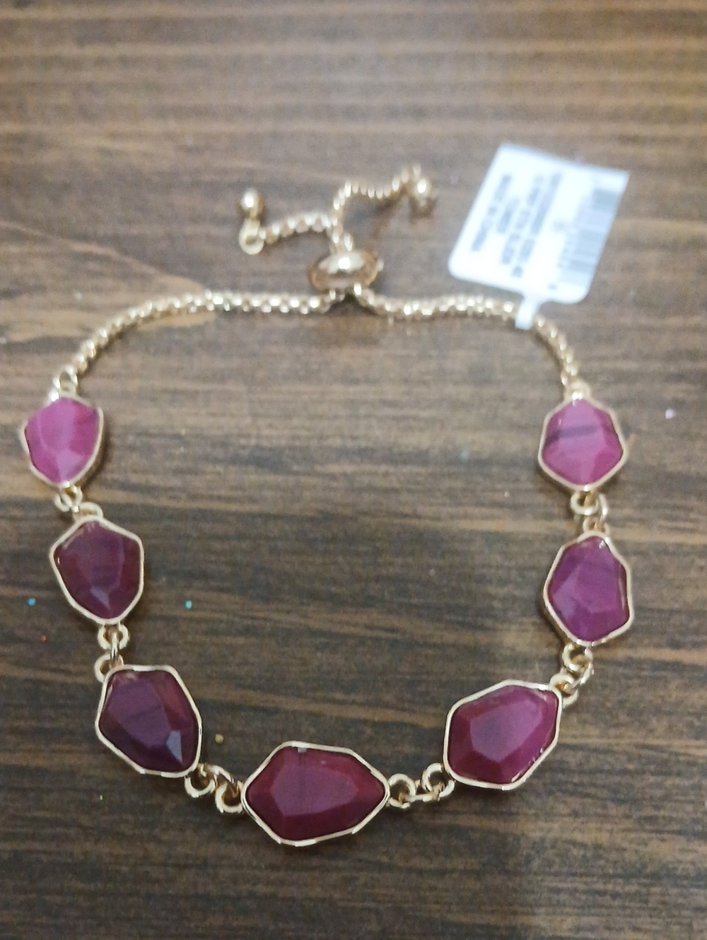 STYLE & CO. Gold-Tone Bracelet with Faceted Pink Gemstones NWT